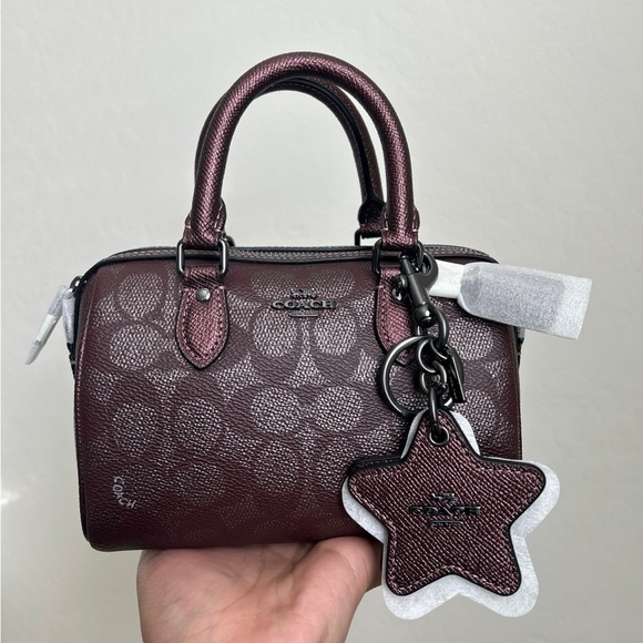 Coach Boxed Mini Rowan Crossbody Bag And Mirror Bag Charm Set In Signature Canva - Picture 1 of 12